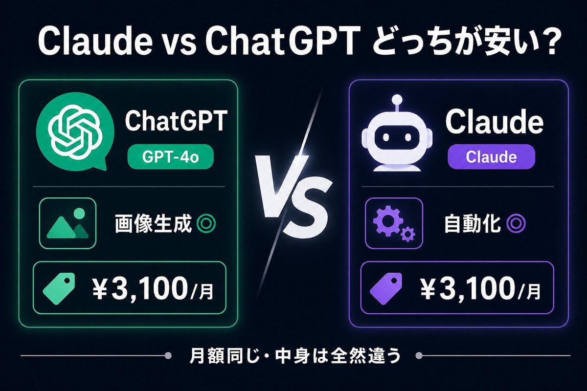 Claude vs ChatGPT どっちが安い？料金・性能・できること徹底比較【2026年最新版】