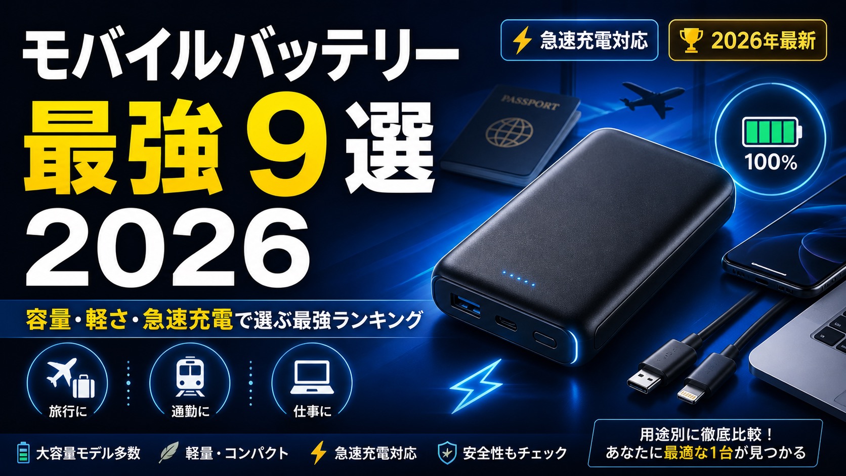 モバイルバッテリーおすすめ9選2026｜コスパ・性能・デザイン別に編集部が徹底比較