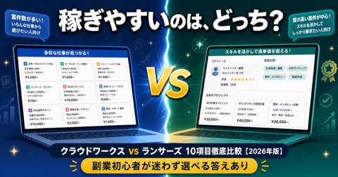 クラウドワークス vs ランサーズ 徹底比較【2026年版】