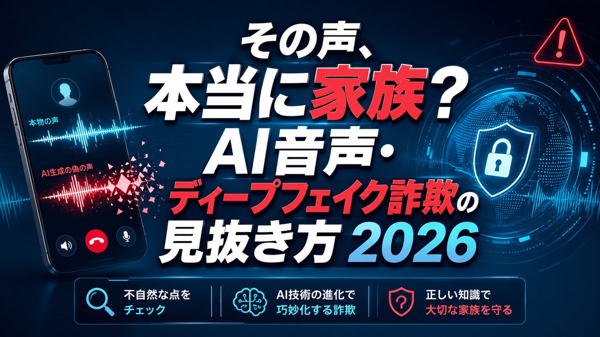 AI音声・ディープフェイク詐欺の見抜き方2026｜家族の声も偽物の時代に