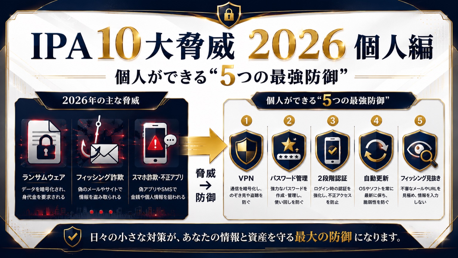 IPA 10大脅威 2026 完全解説｜個人ができる『5つの最強防御』【2026年版】