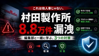 村田製作所8.8万件漏洩から学ぶ個人セキュリティ3つ【2026年版】