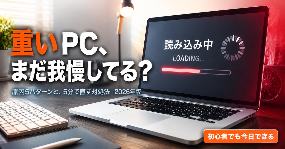 え、まだ我慢してるの？パソコンが急に重い「本当の原因」と今すぐ直せる5つの方法【2026年版】