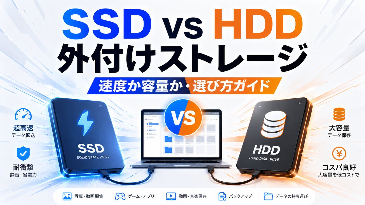 パソコンの外部記憶どうする？SSDとHDDの違いとSSDをおすすめするわけ——初心者向け選び方ガイド【2026年版】 |