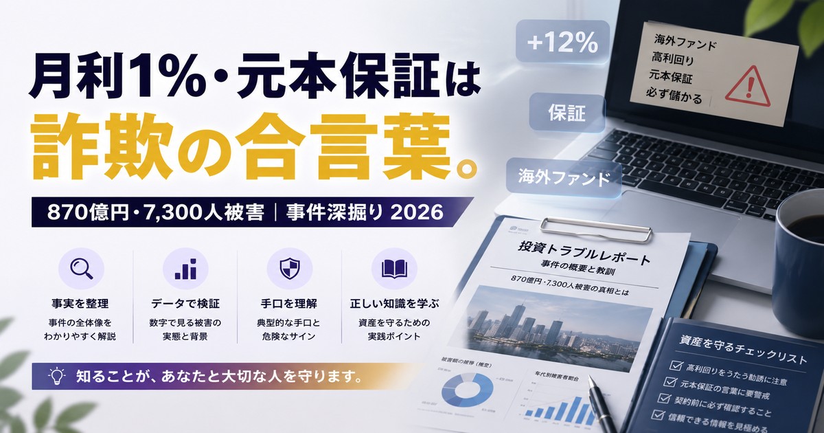 【870億円・7300人被害】スターリングハウストラスト事件を深掘り｜月利1%・元本保証は詐欺の合言葉