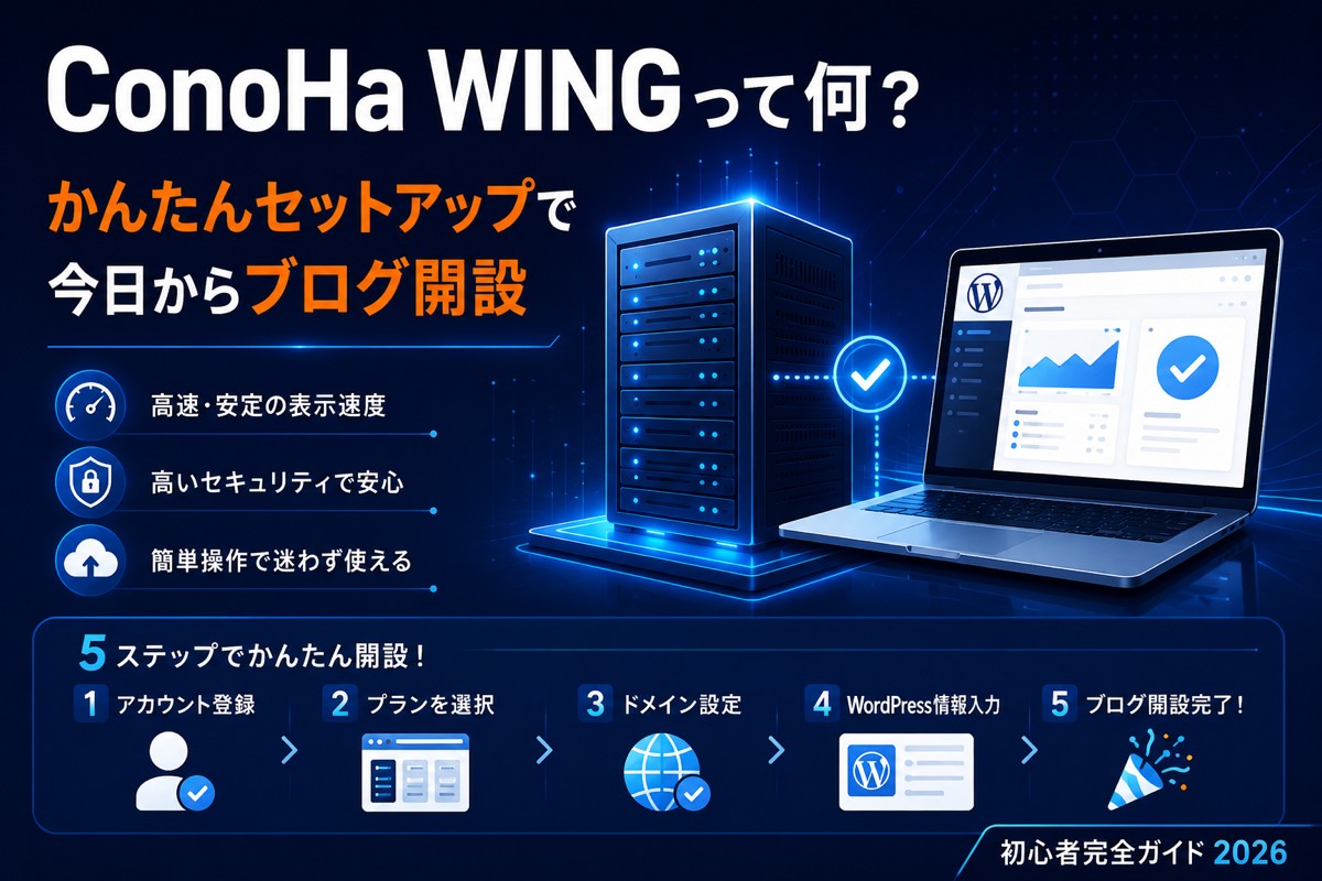 ConoHa WINGって何？契約から導入までの手順を初心者にもわかりやすく解説【2026年版】