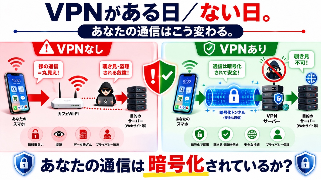 VPNがある日／ない日。あなたの通信は暗号化されているか
