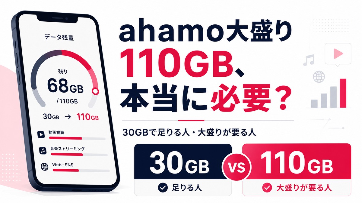 ahamo大盛り110GBは必要か・使い切れるのかを徹底検証