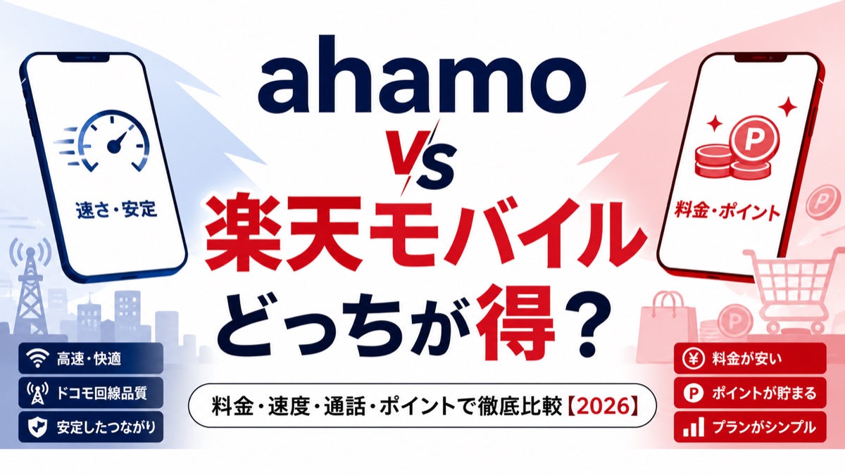 ahamoと楽天モバイルを料金・速度・通話・ポイントで徹底比較