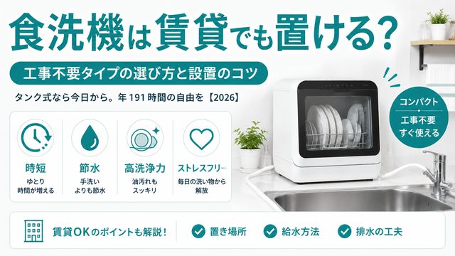 食洗機は賃貸でも置ける？工事不要タイプの選び方